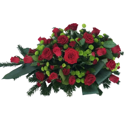 Wiązanka pogrzebowa z czerwonych róż, wiązanka ostatnie porzegnanie z dostawą niska cena Pruszków