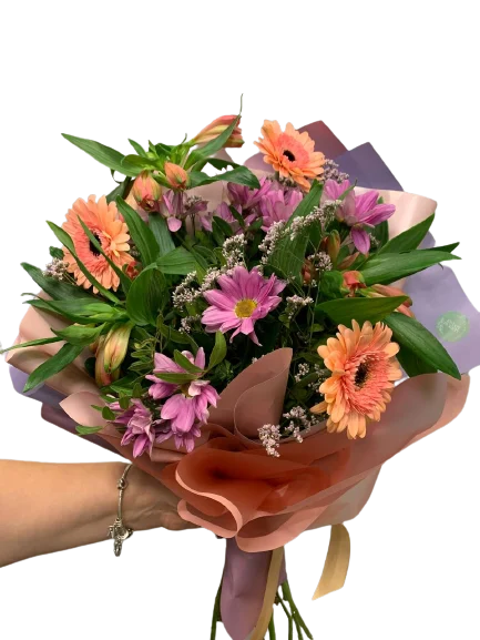 Bukiet życzenia powrotu do zdrowia (gerbery, alstromerii, chtyzantemy) z dostawą niska cena Pruszków