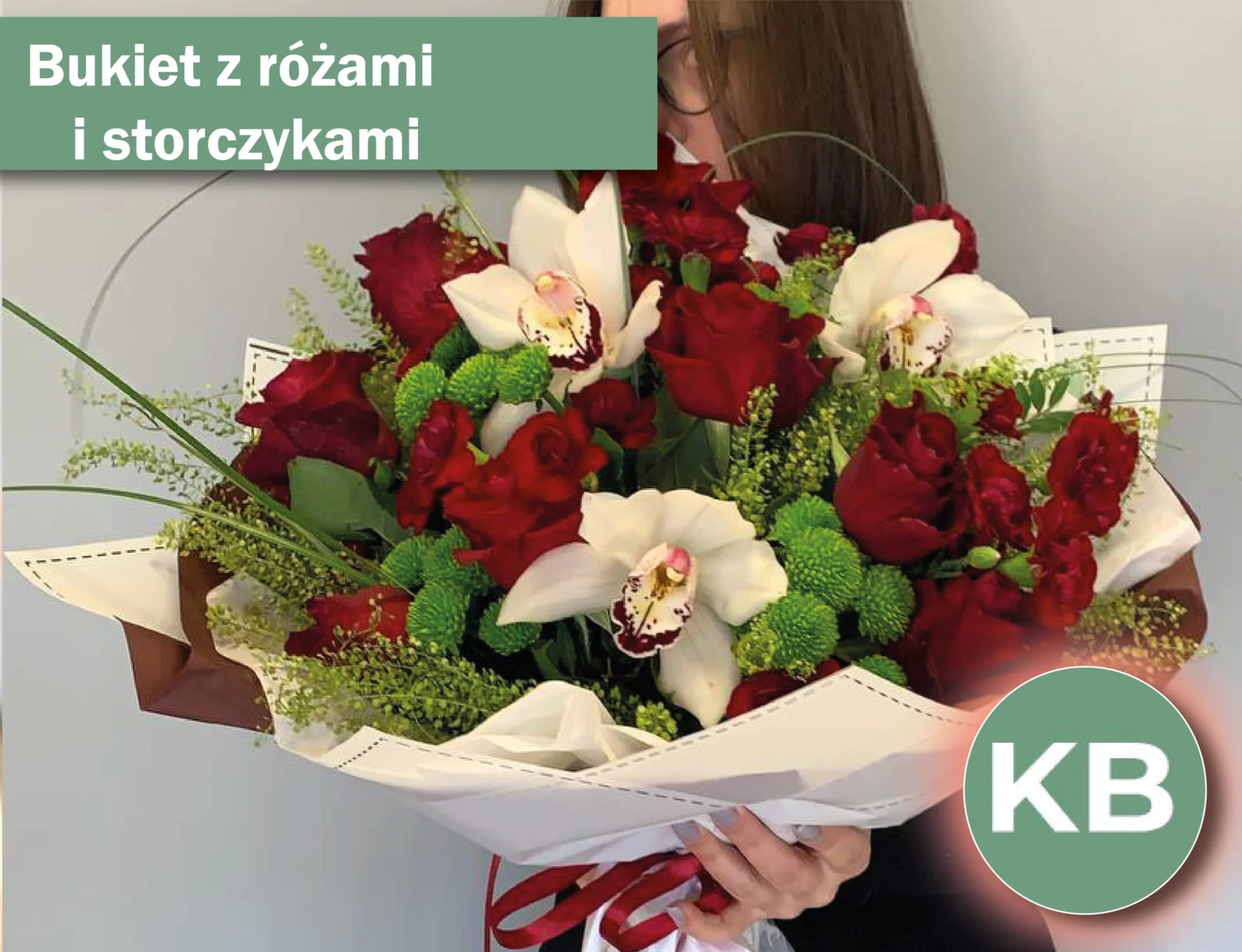 Bukiet z różami i storczykami