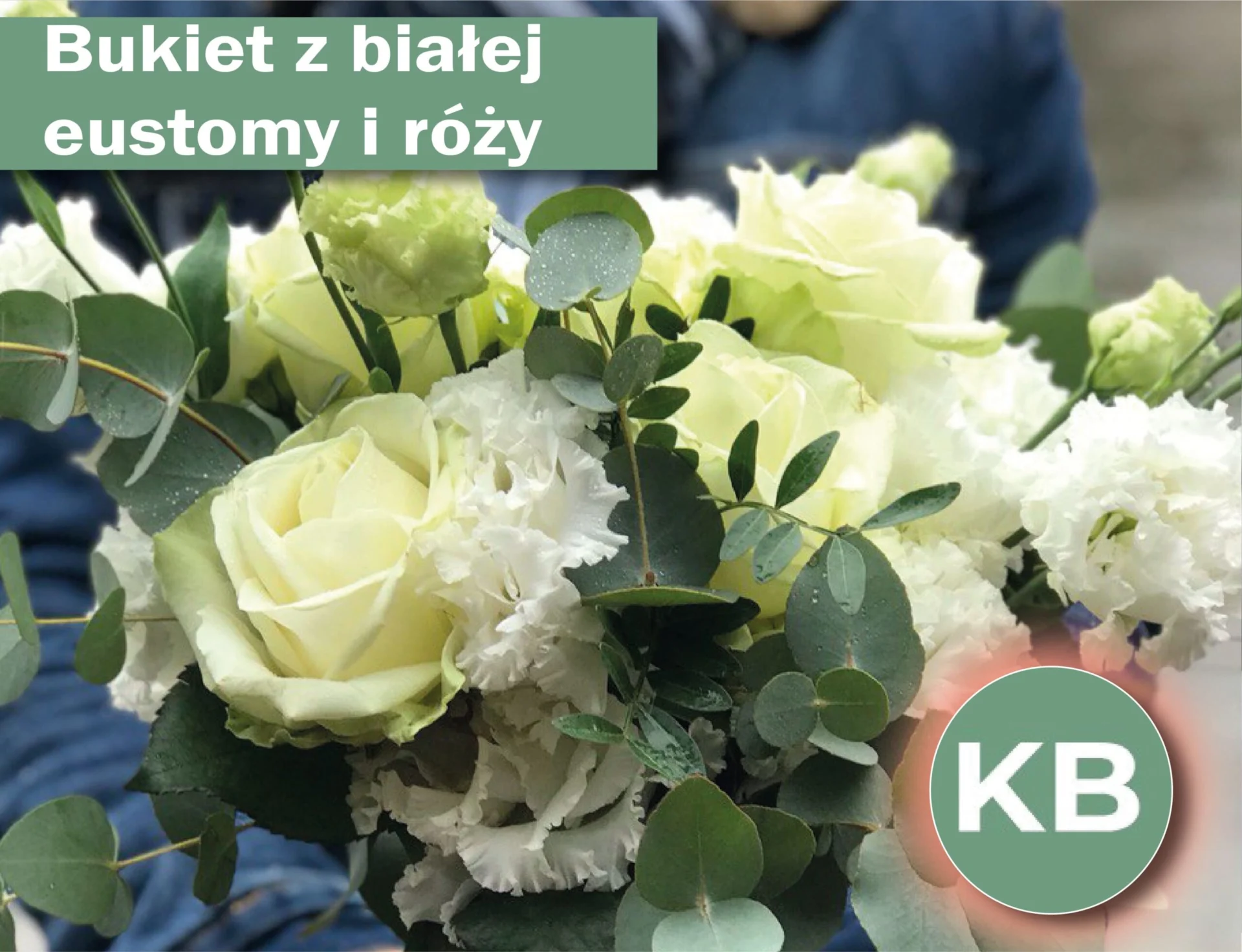 Bukiet ślubny z róż i eustomy