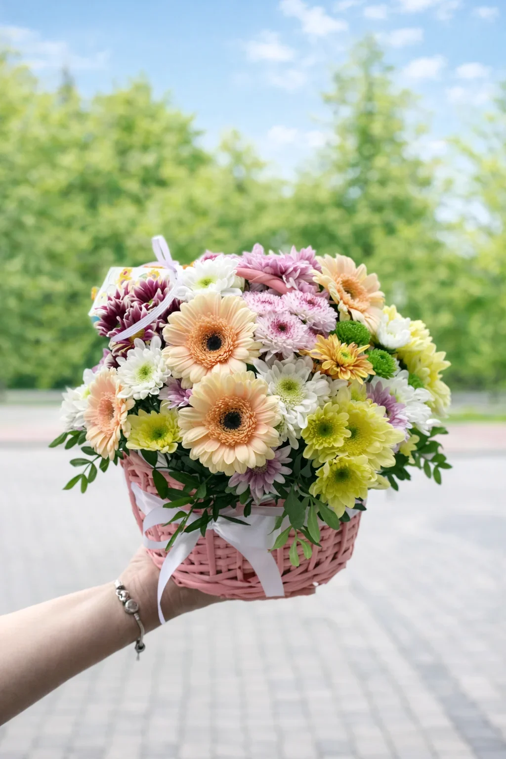 Margaretki w koszyku na 8 marca